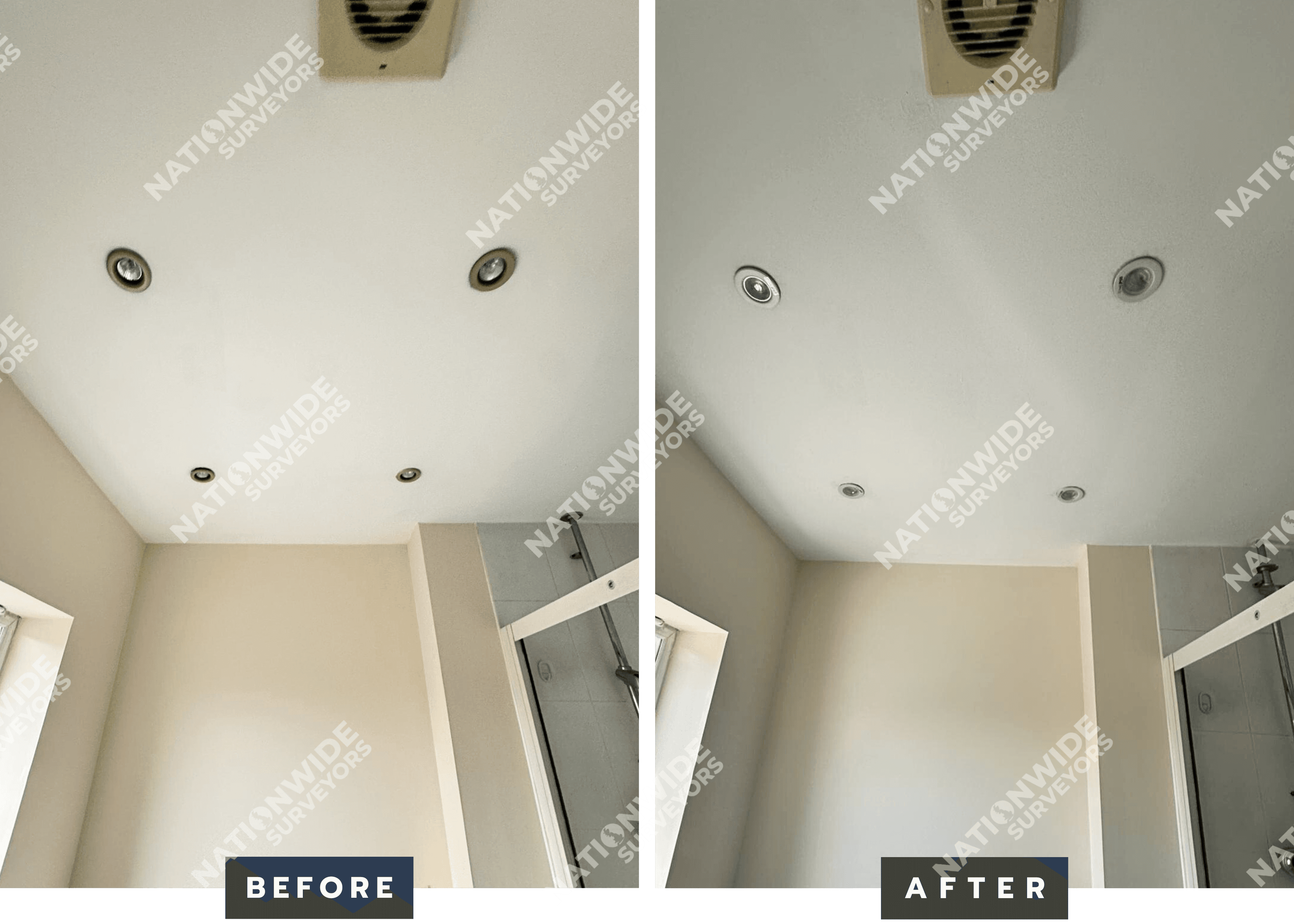 Downlights replaced Before and after Downlights replaced