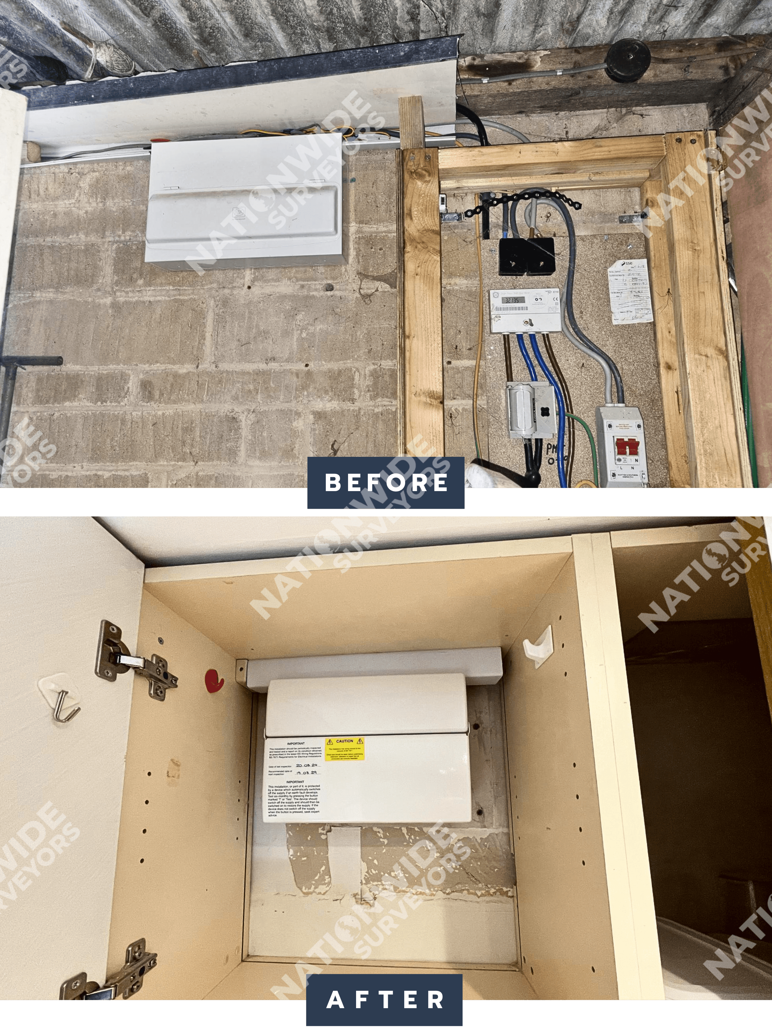 Consumer unit relocated Before and after Consumer unit relocated