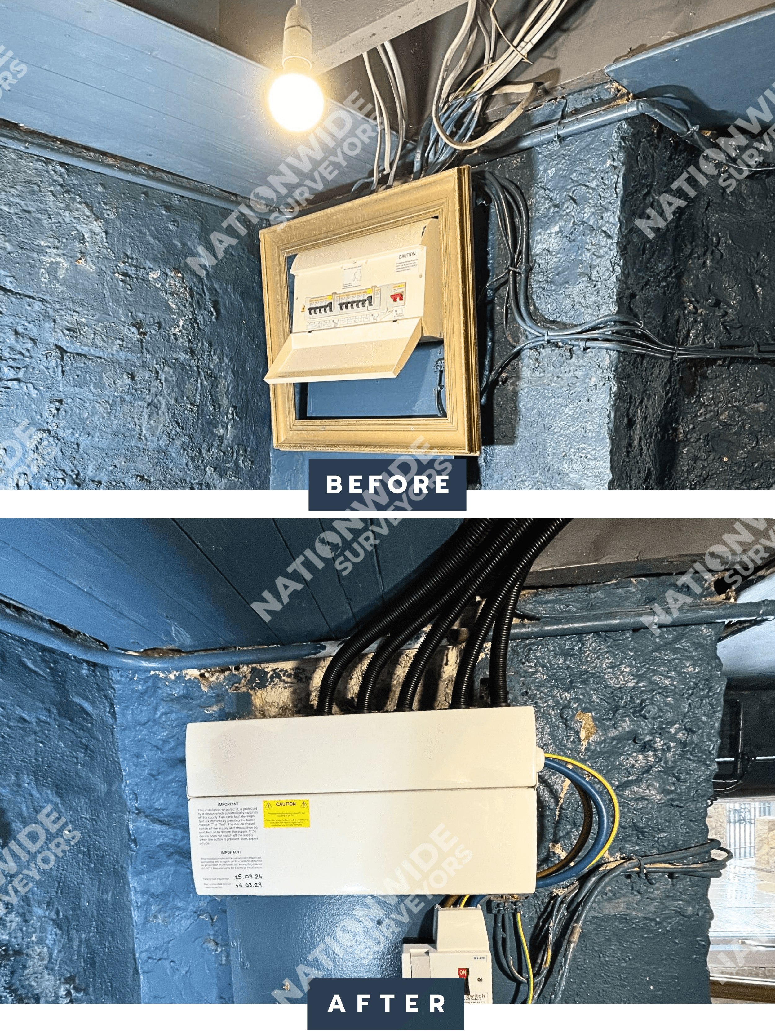 Consumer unit replaced Before and after consumer unit replaced