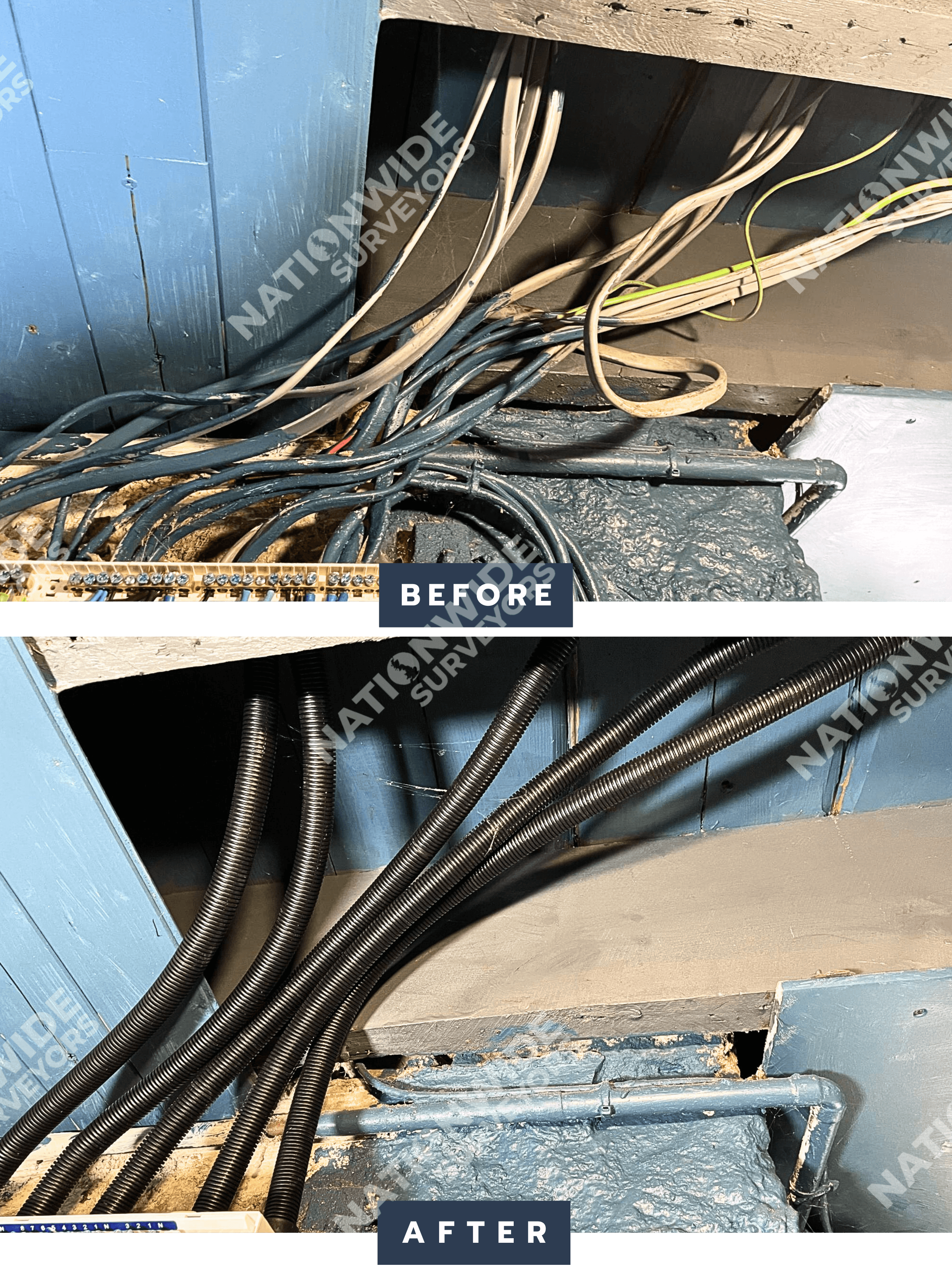 Conduit installed Before and After Conduit installed