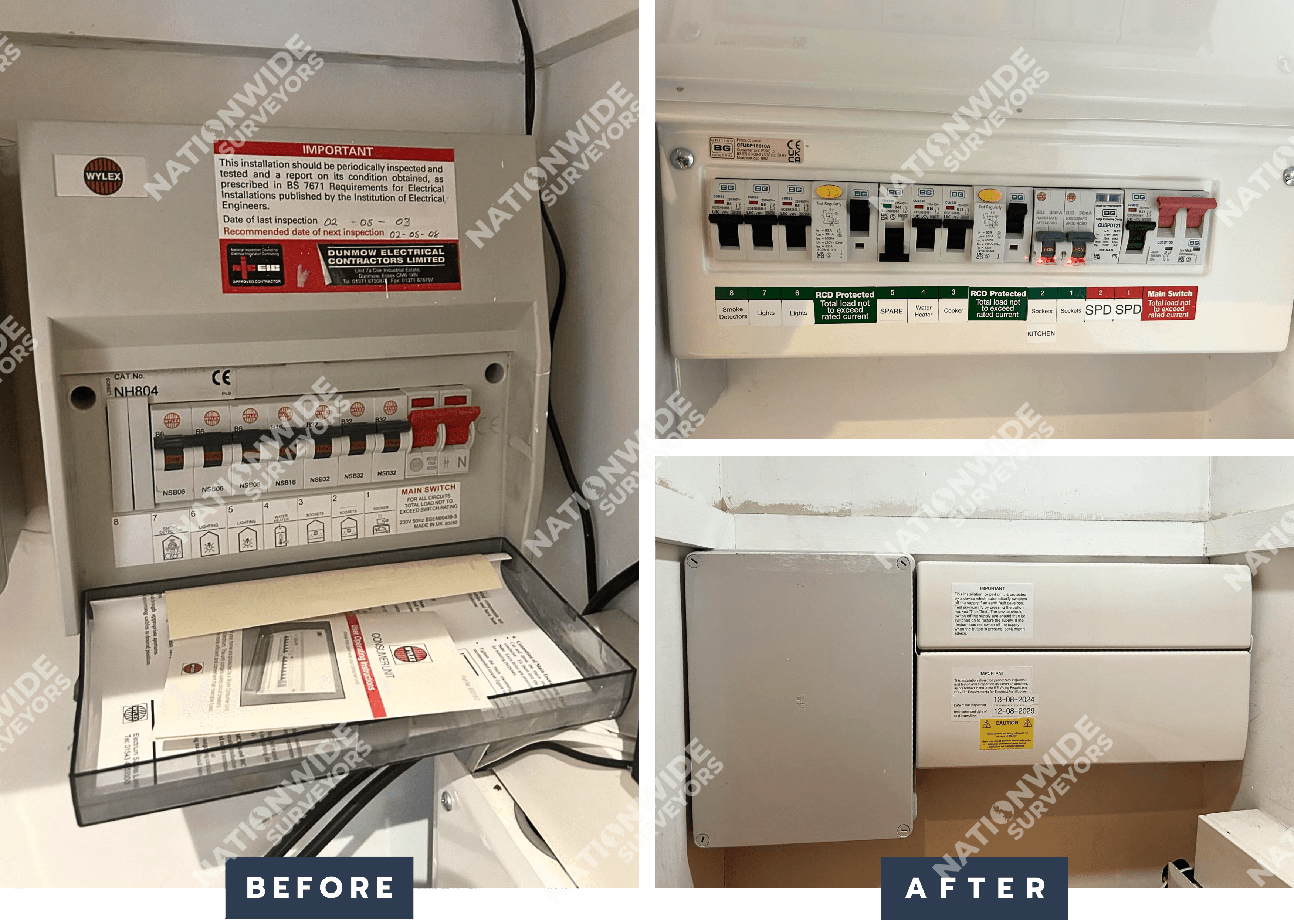 Consumer unit replaced Before and after consumer unit replaced