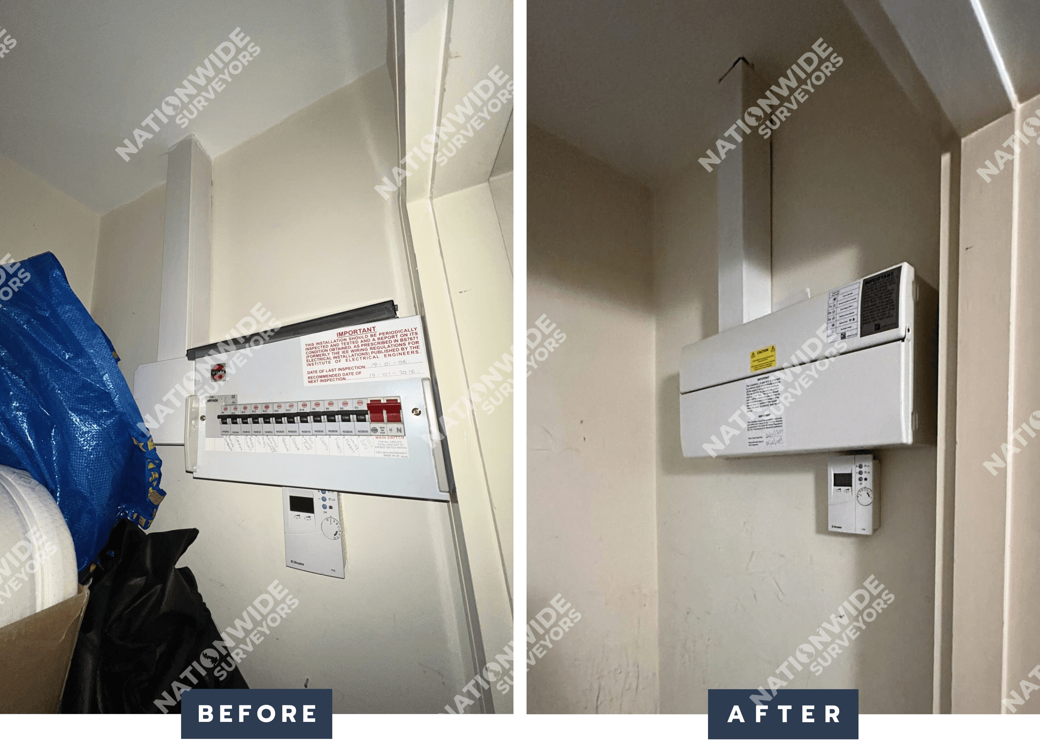 Consumer unit replaced Before and after consumer unit replaced