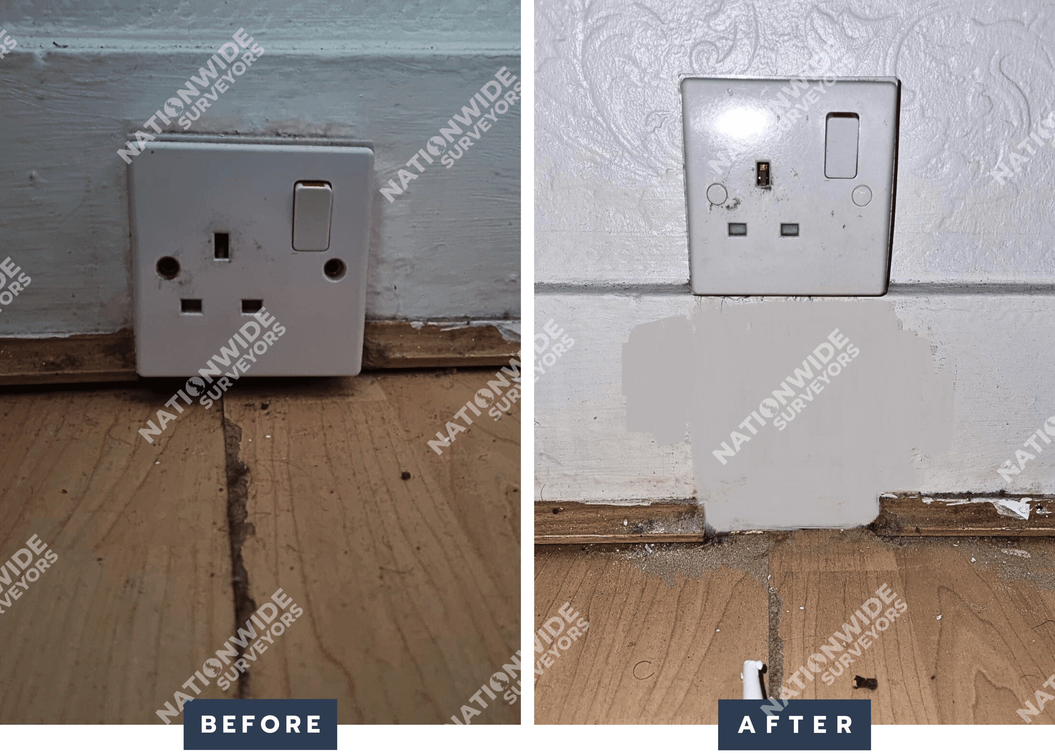Socket relocated Before and After Socket relocated