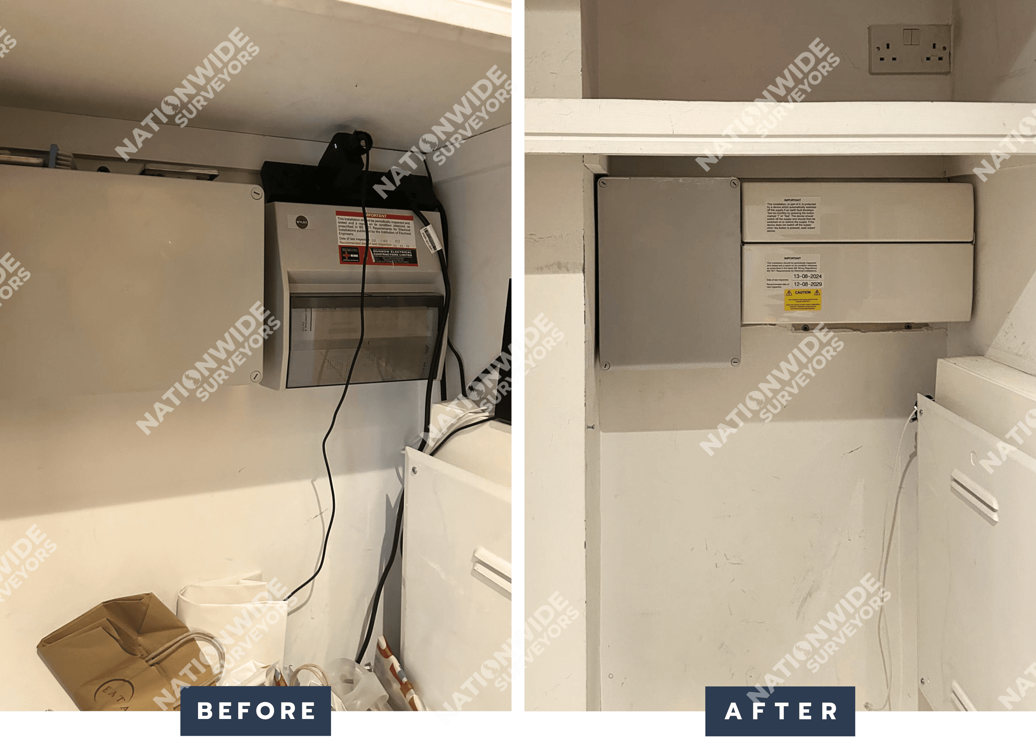 Consumer unit replaced Before and after consumer unit replaced