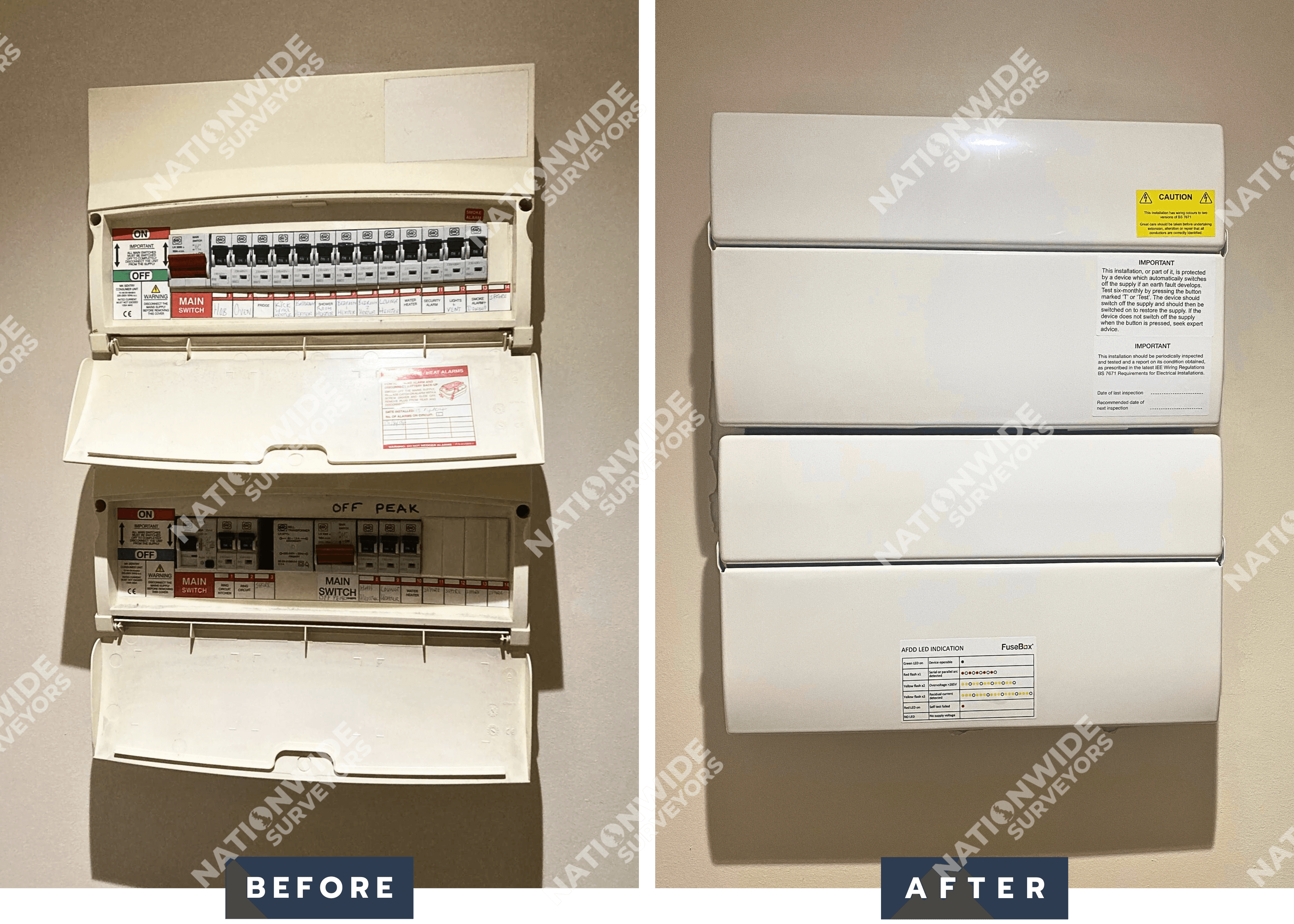 Consumer unit replaced Before and after consumer unit replaced