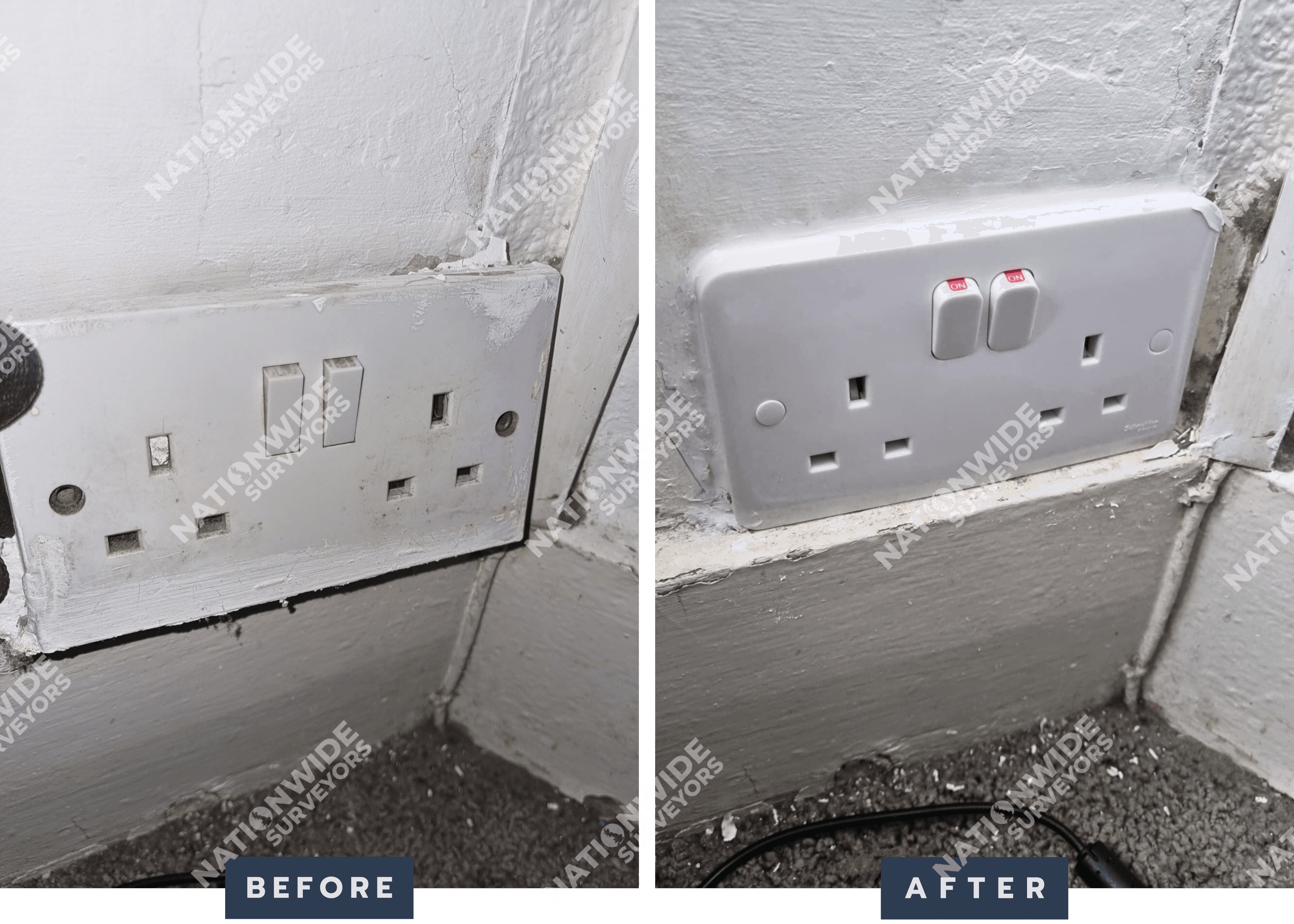 Socket replaced Before and After Socket replaced