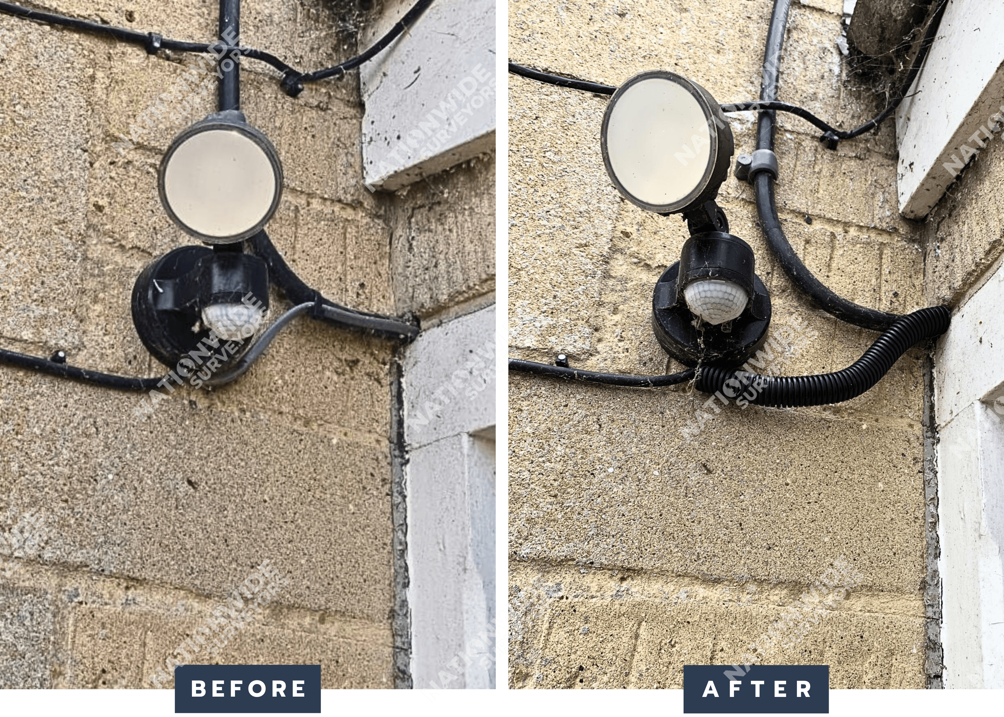 Outdoor conduit installed Before and After outdoor Conduit installed