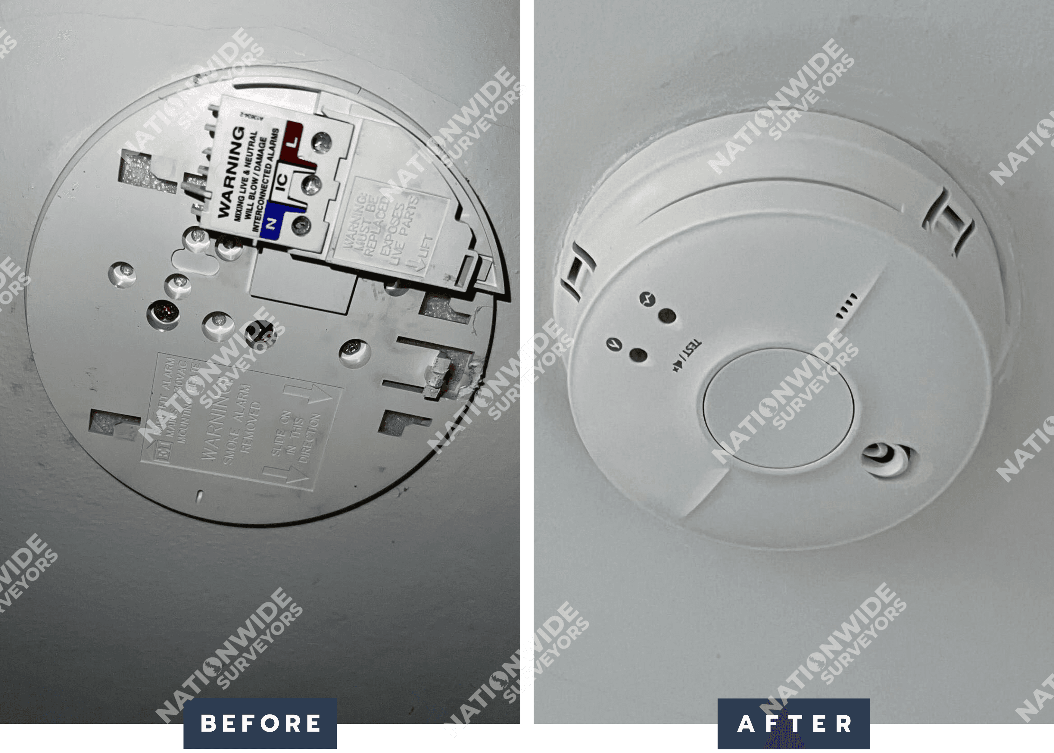 Smoke alarm replaced Before and After Smoke alarm replaced