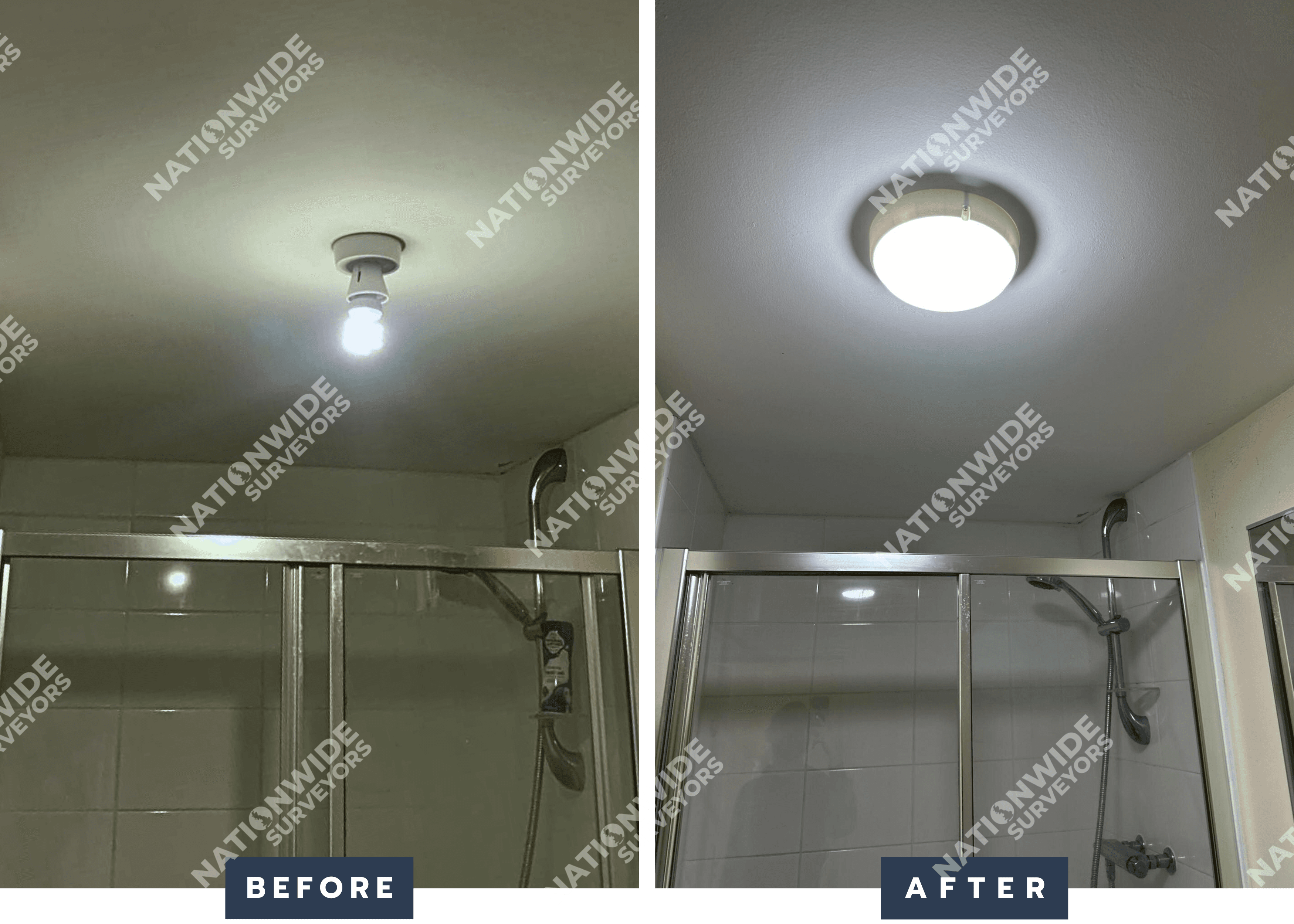 Bathroom light replaced Before and after Bathroom light replaced