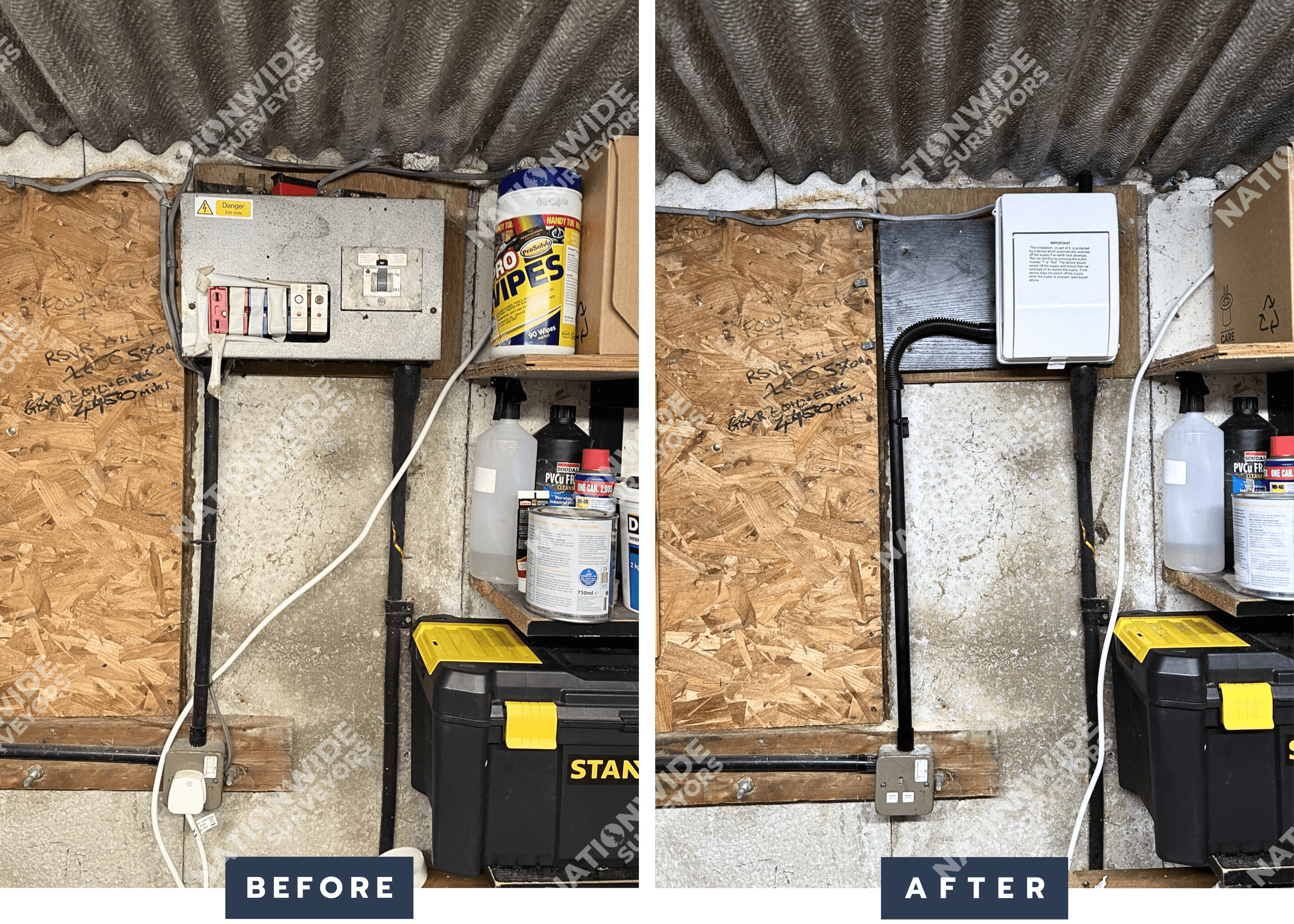 Consumer unit replaced Before and after consumer unit replaced