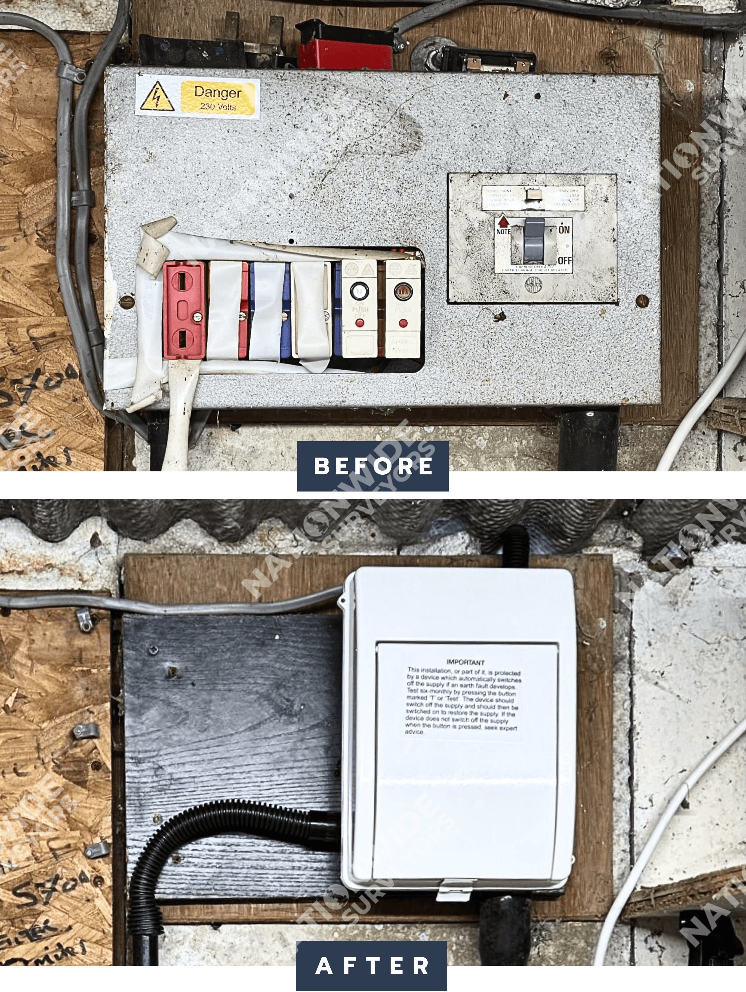 Garage Consumer unit replaced Before and After Garage Consumer unit replaced