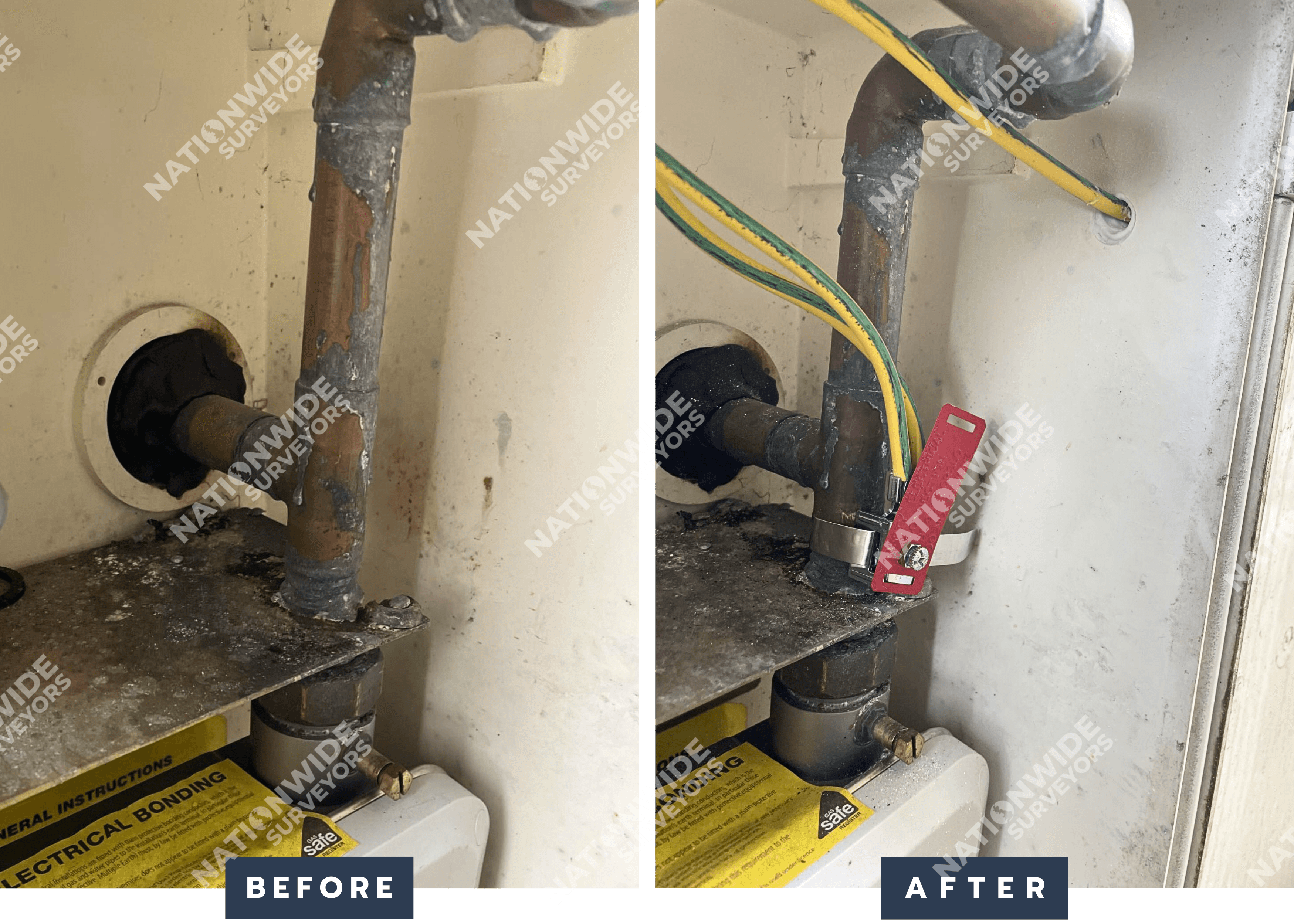 Gas Bonding installed Before and after gas bonding installed