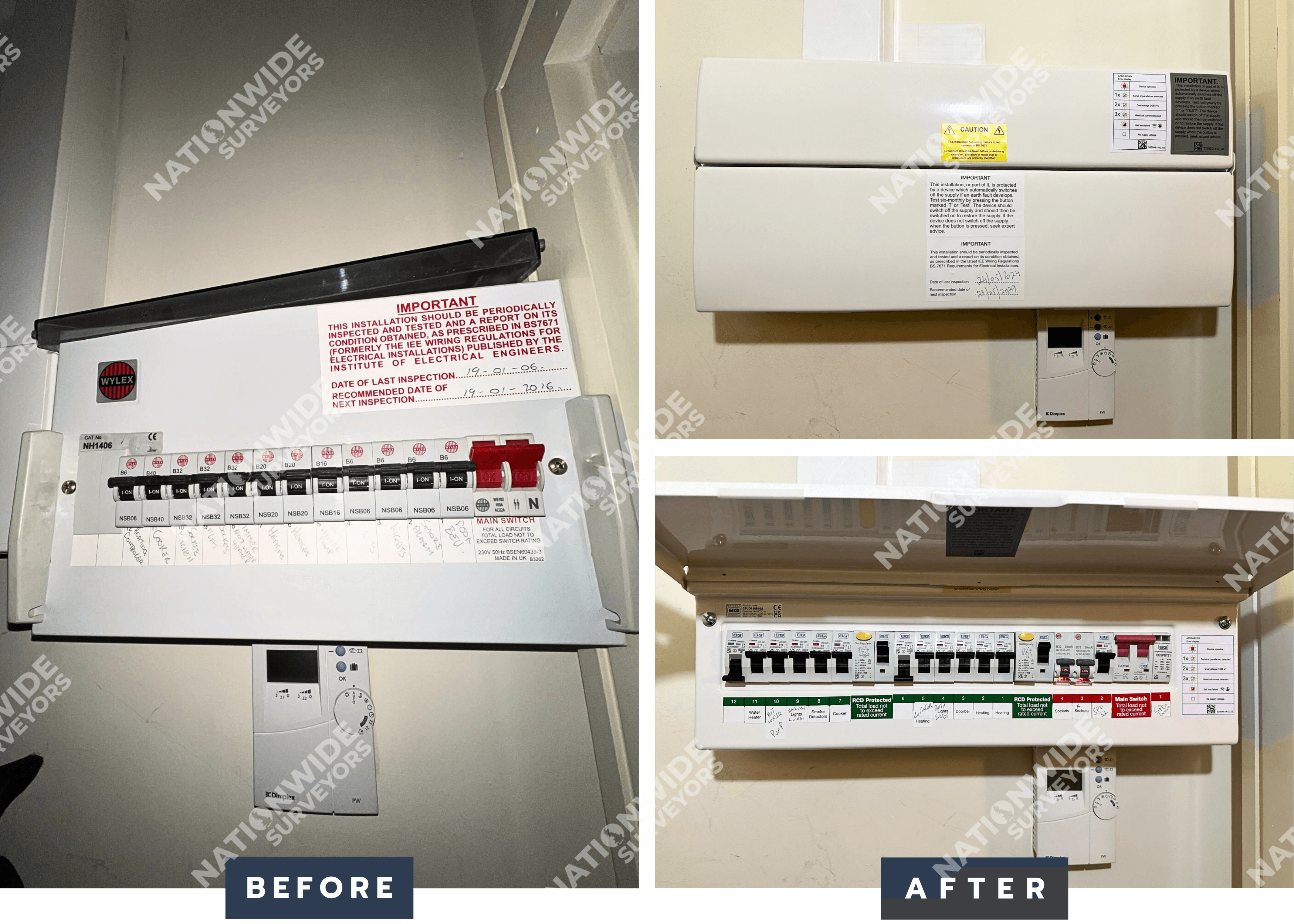 Consumer unit replaced Before and after consumer unit replaced
