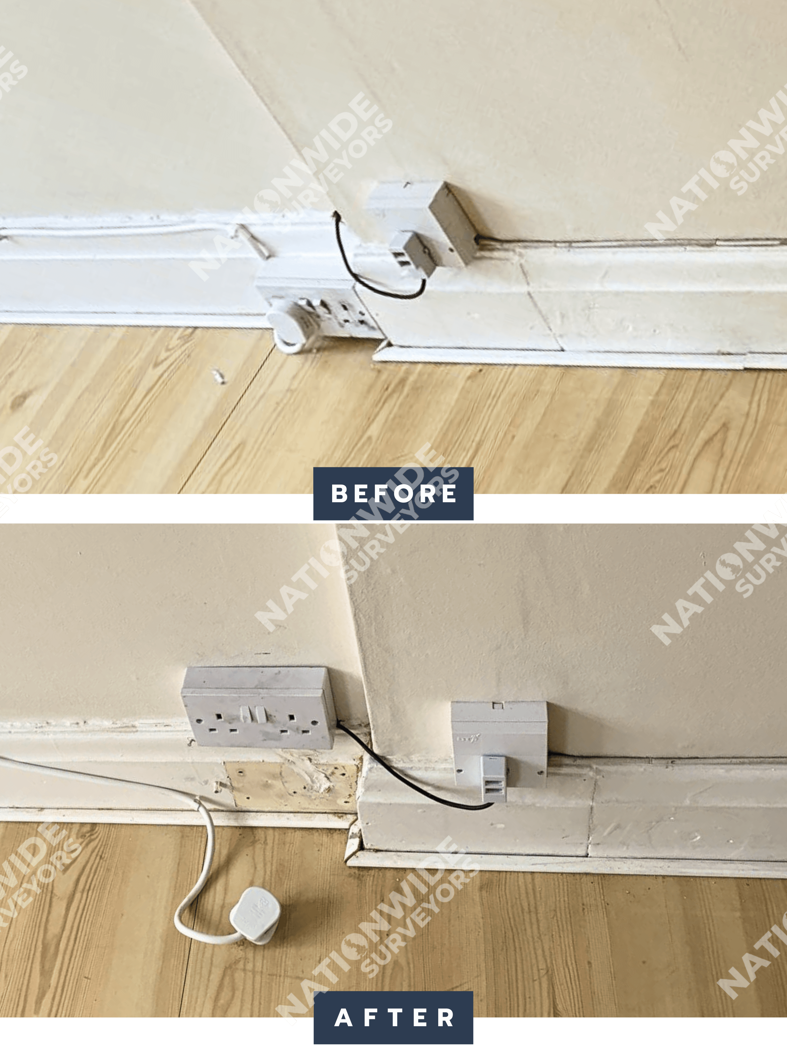 Socket uplifted Before and after Socket uplifted