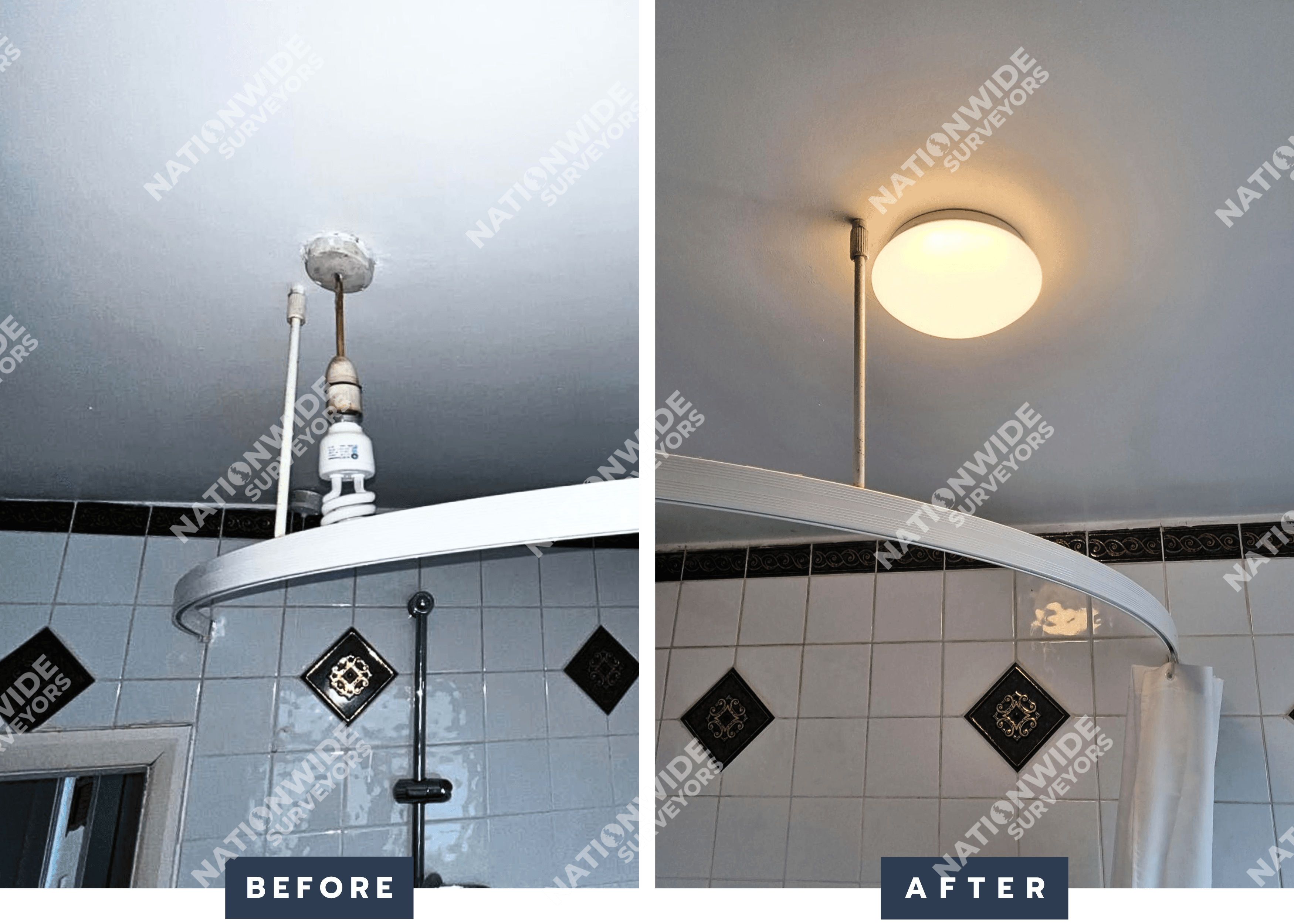 Bathroom light replaced Before and After Bathroom light replaced