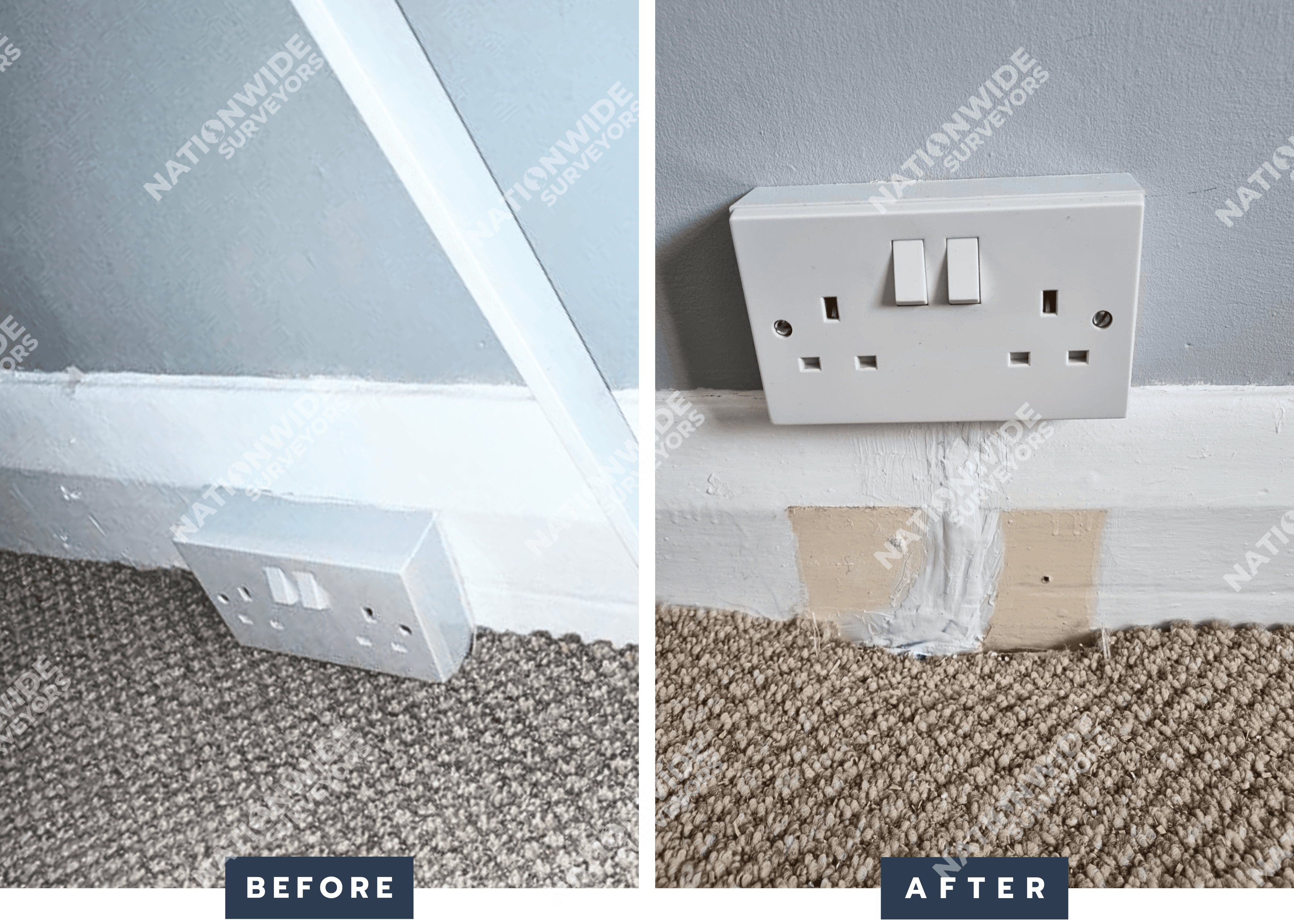 Socket uplifted Before and after Socket uplifted