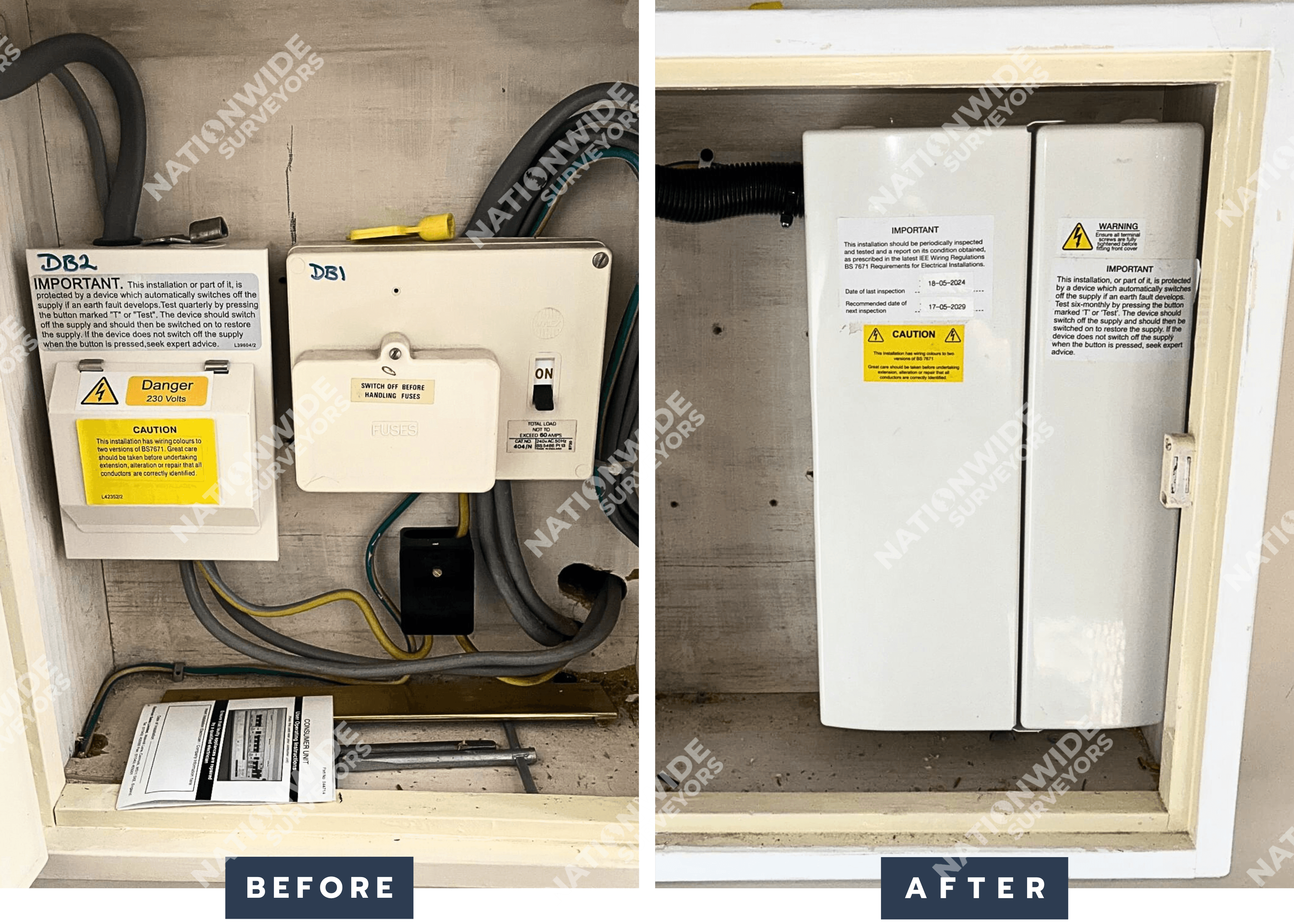 Consumer unit replaced Before and after consumer unit replaced