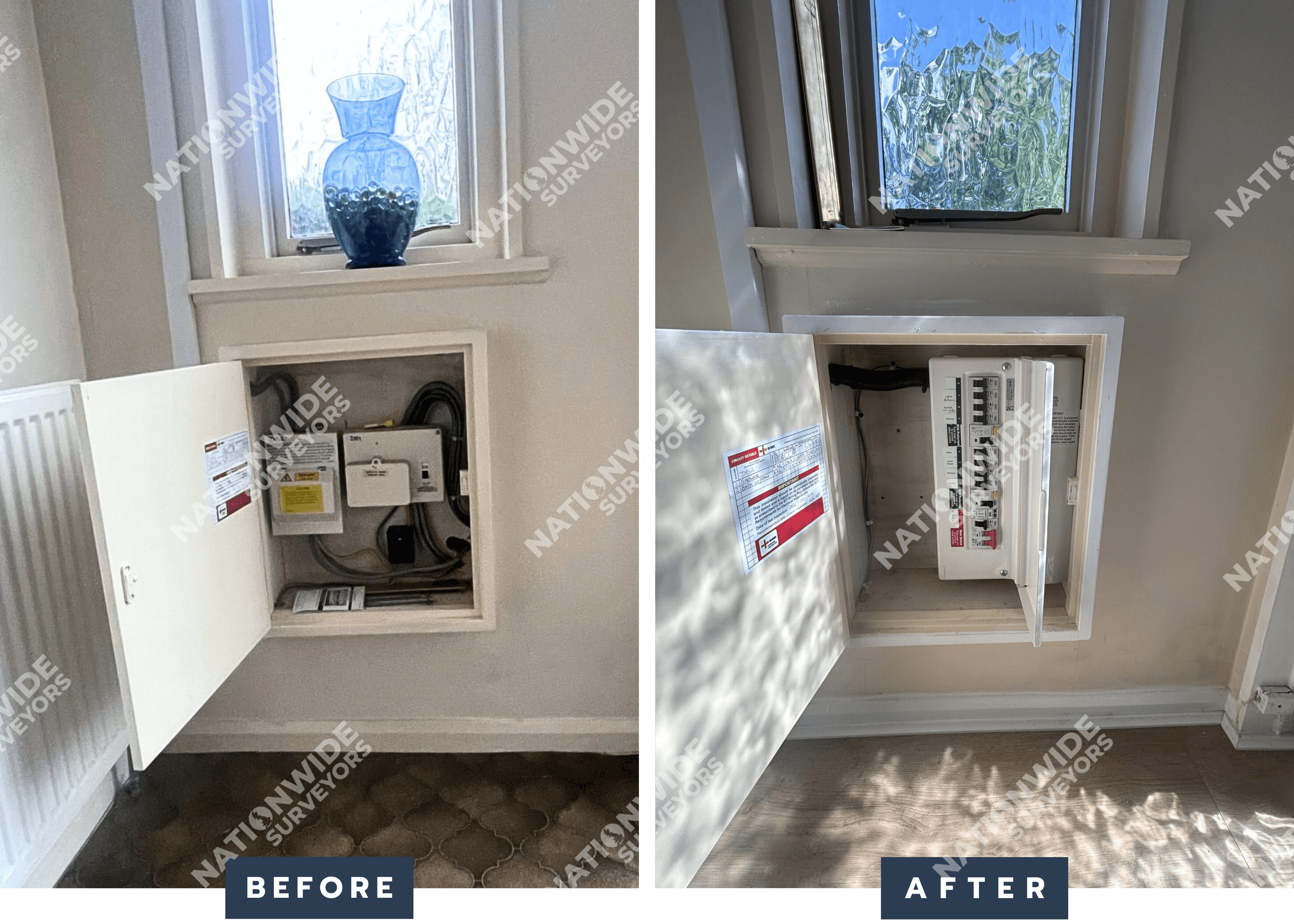 Consumer unit replaced Before and after consumer unit replaced