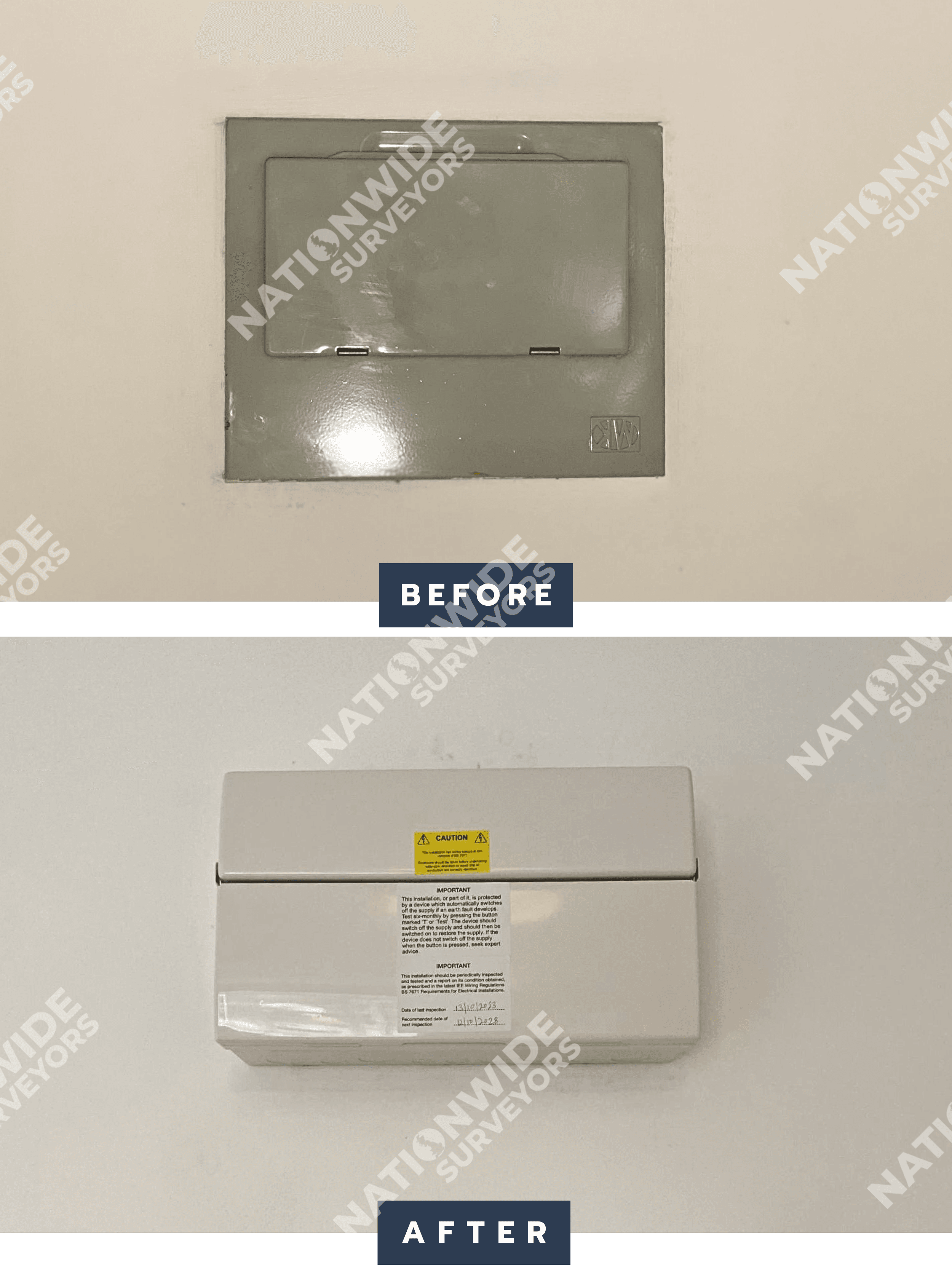 Consumer unit replaced Before and after consumer unit replaced