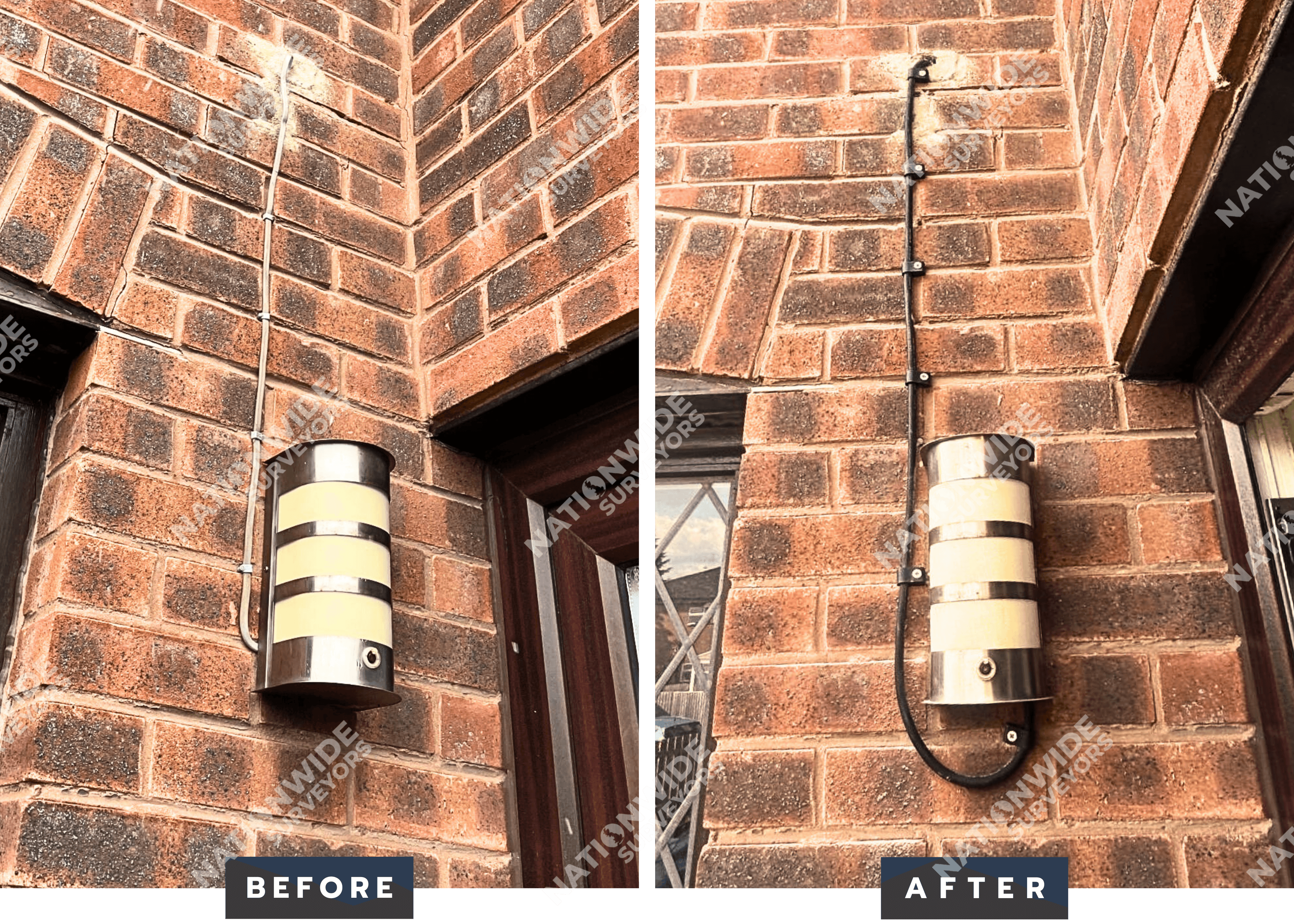 Outdoor cable replaced Before and After Outdoor cable replaced