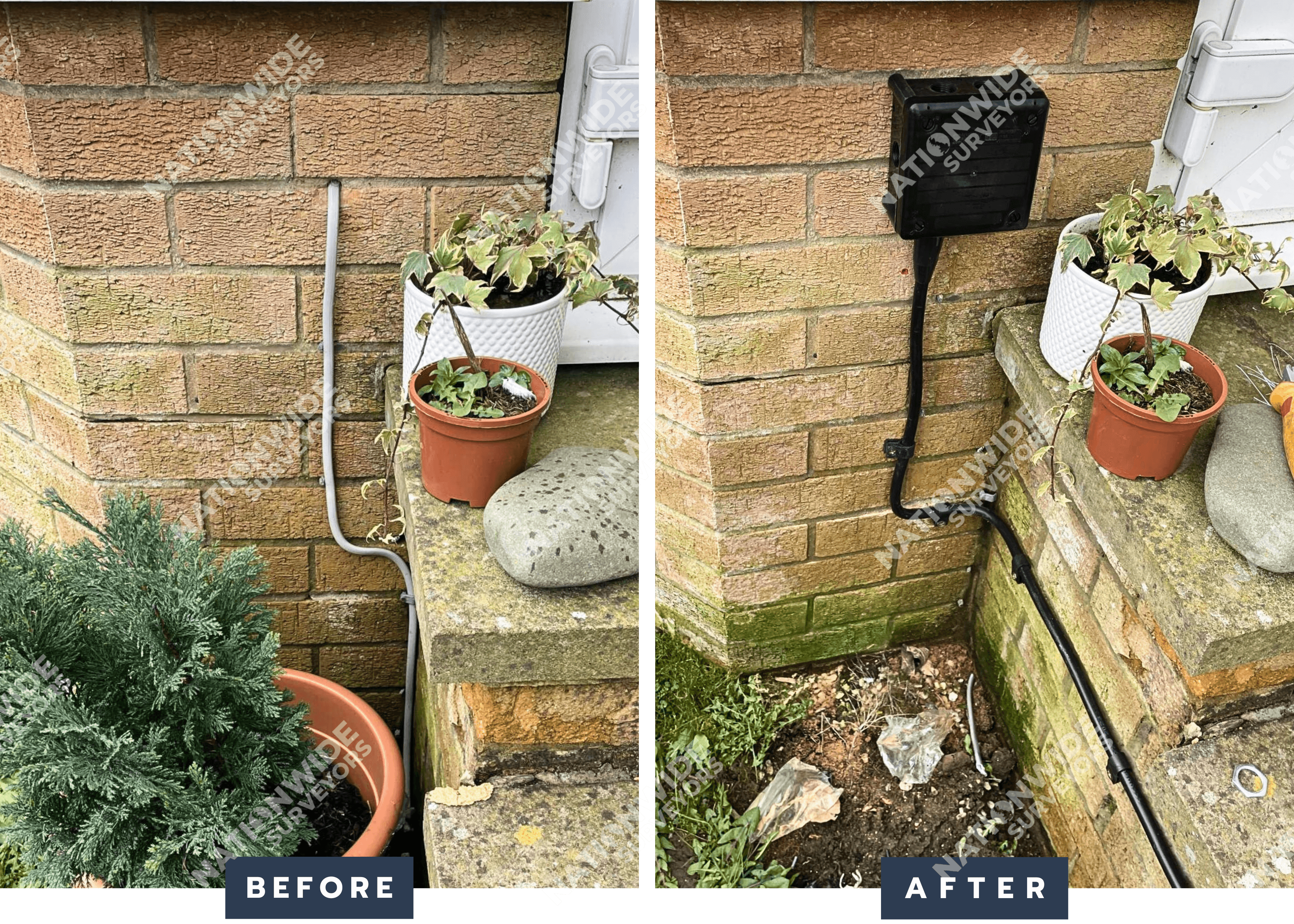 Outdoor Conduit Installed Before and After Outdoor Conduit Installed