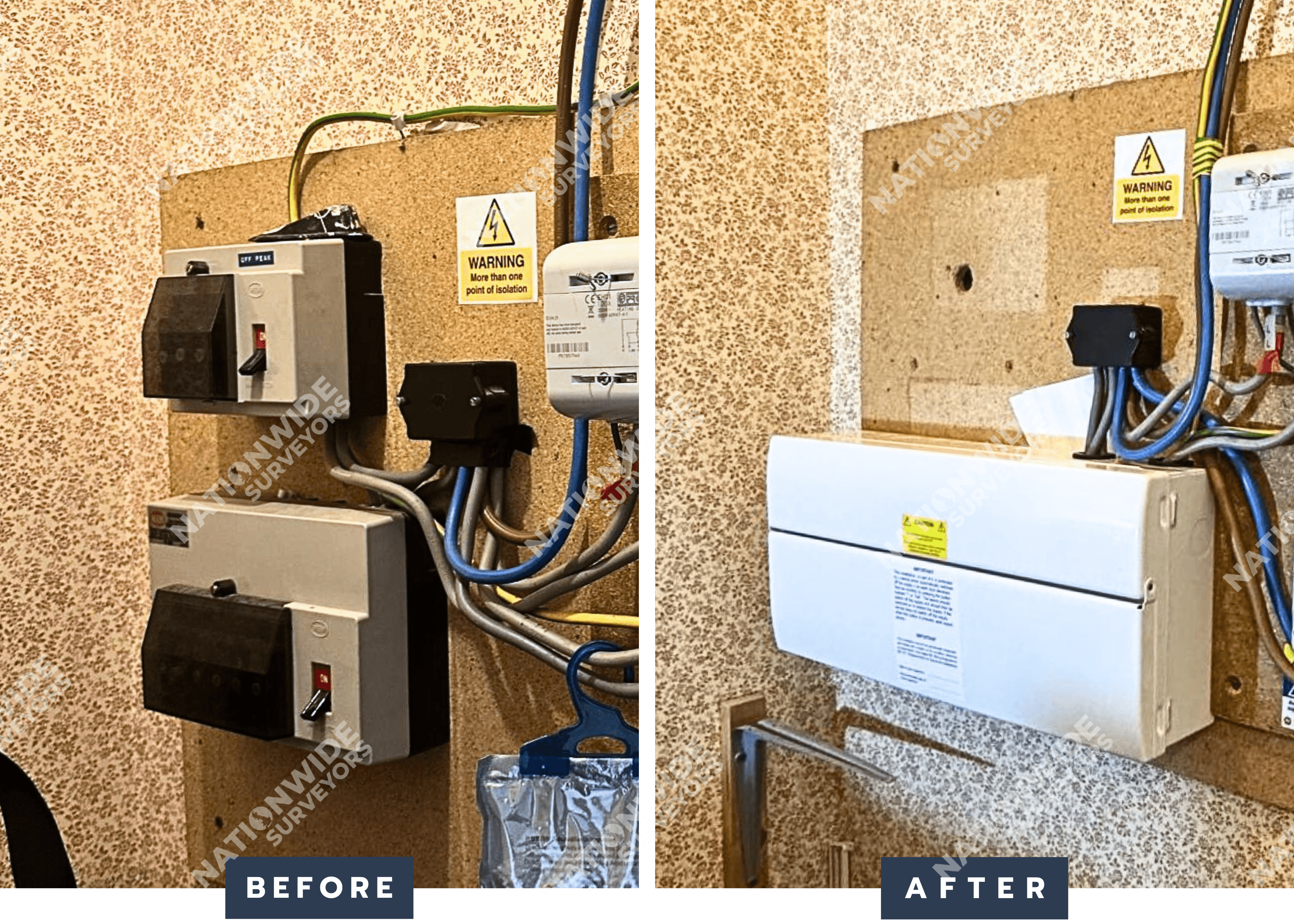 Consumer unit replaced Before and after consumer unit replaced