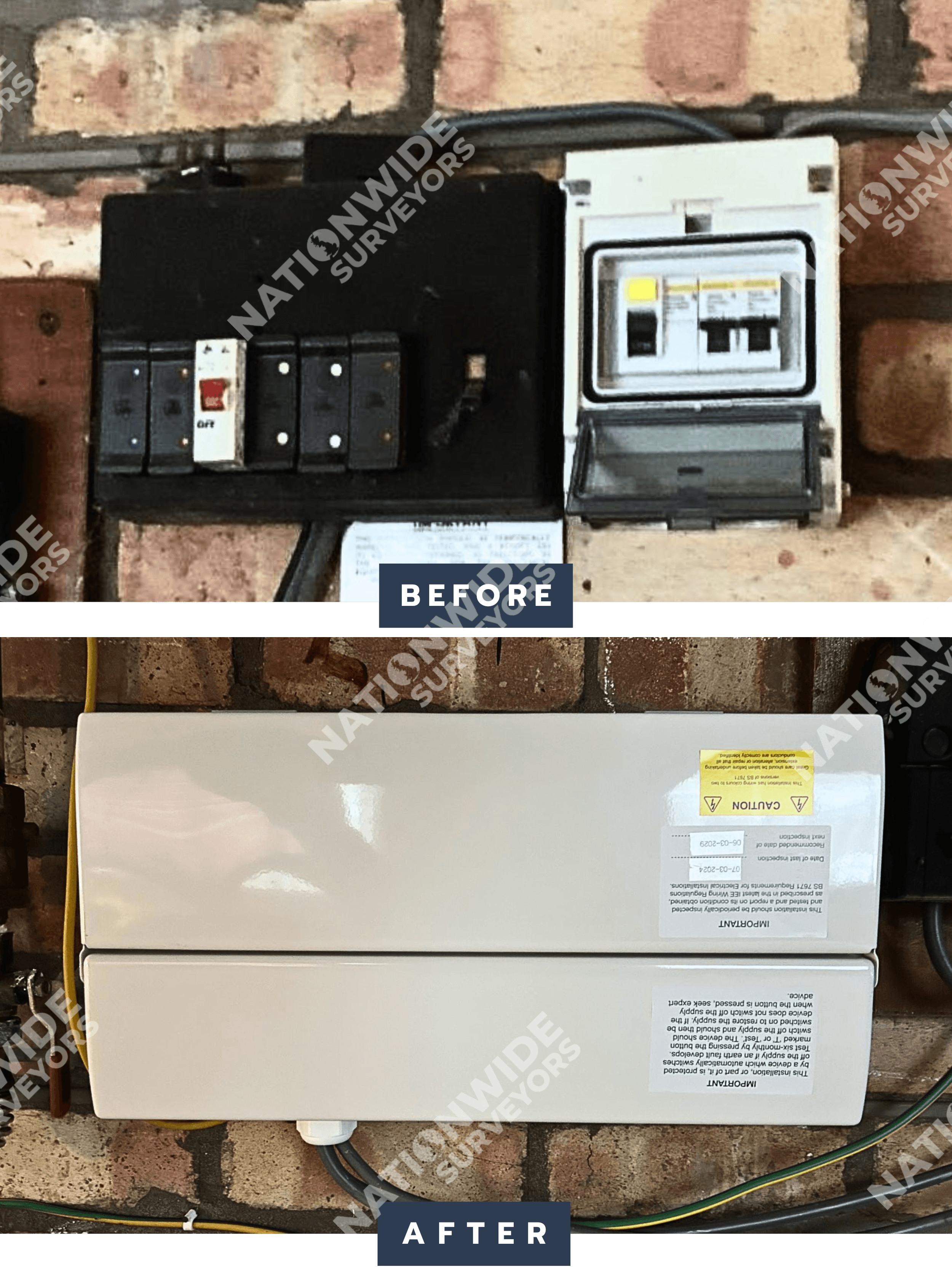 Consumer unit replaced Before and after consumer unit replaced