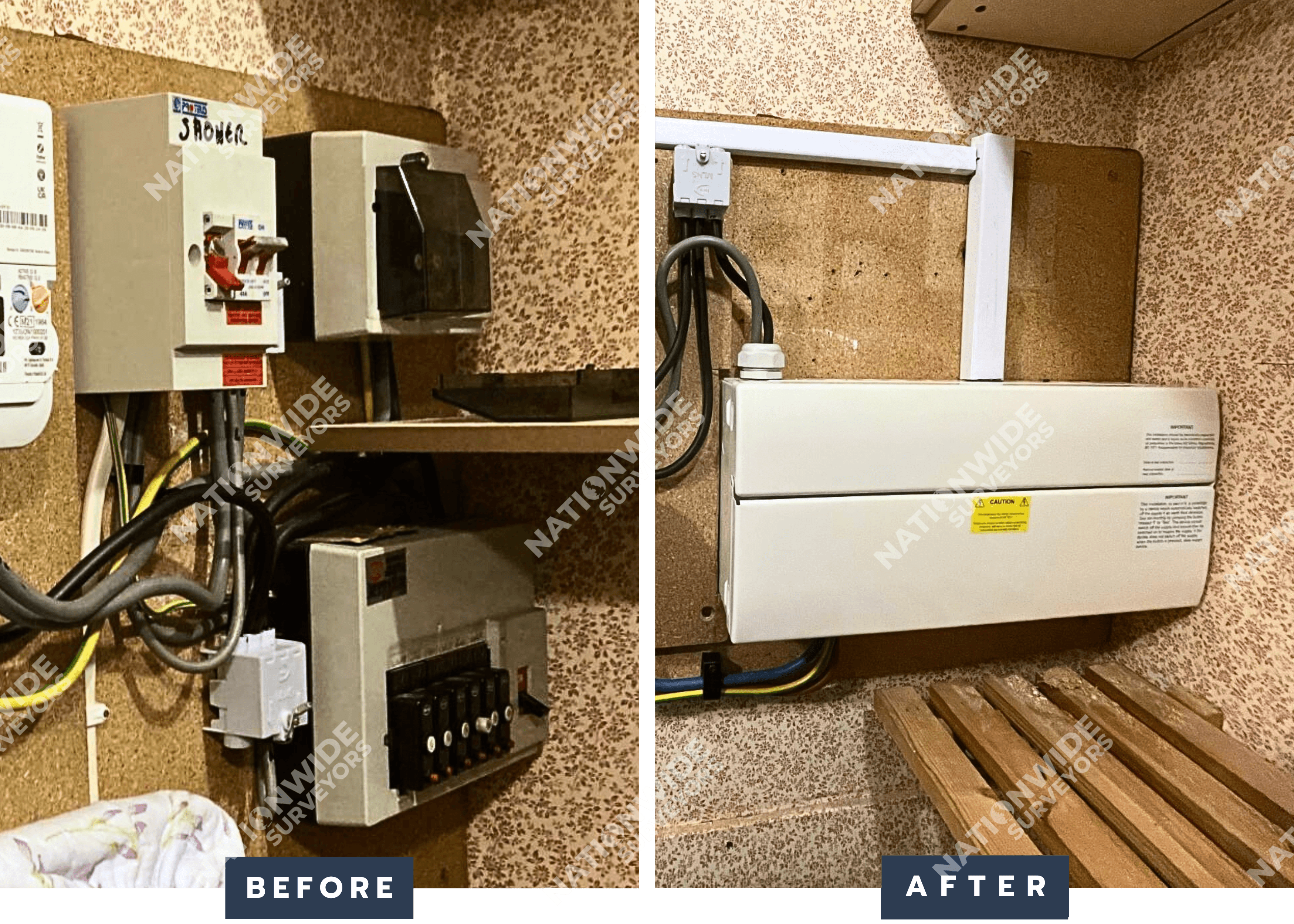 Consumer unit replaced Before and after consumer unit replaced